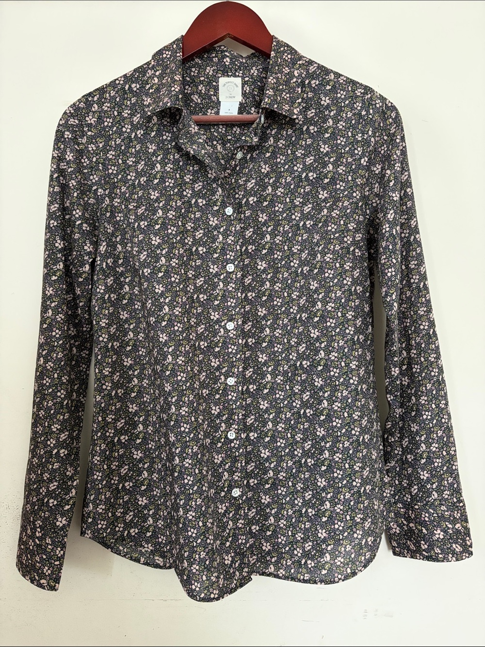 J.Crew Women Black Floral Button-Up Liberty Shirt